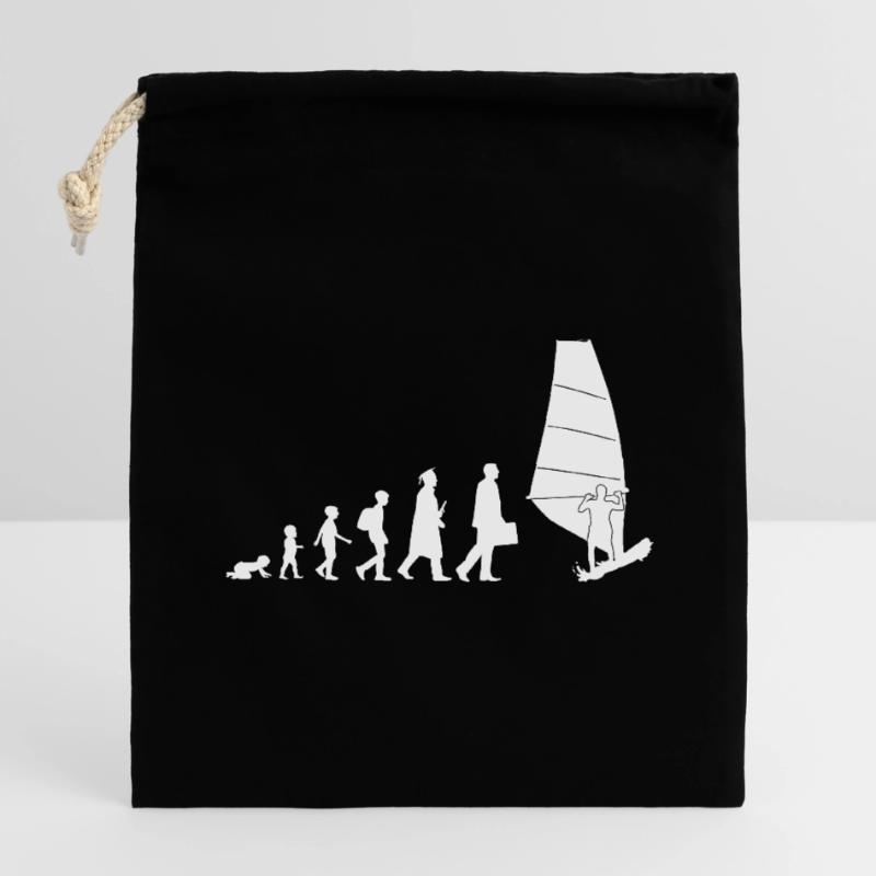 Windsurfing Evolution Verschließbarer Geschenkbeutel aus Baumwolle (14x20cm)