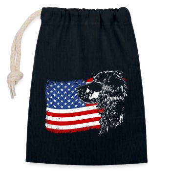Gordon Setter Amérique Flag Dogs Wilsigns - Sac cadeau en coton avec cordon (14 x 20 cm) - bleu marine - Devant