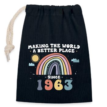 Die Welt seit 1963 besser machen, niedlich - Verschließbarer Geschenkbeutel aus Baumwolle (14x20cm) - Navy - Vorne