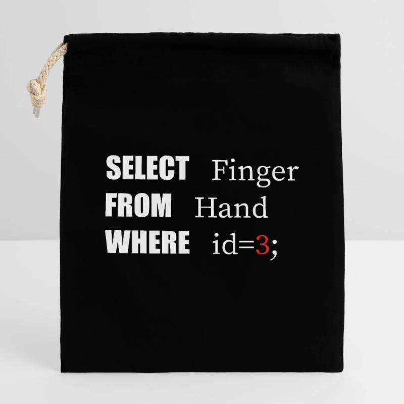 Doigt de sélection à la main, code amusant. Langage des codeurs Sac cadeau en coton avec cordon (14 x 20 cm)