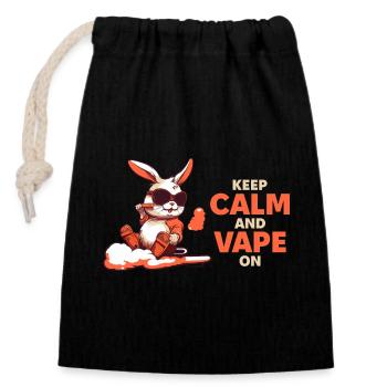 Keep Calm And Vape On - Closable cotton gift bag (14x20cm) - black - Front