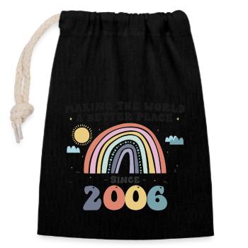 Making The World a Better Place Since 2006, 17th - Closable cotton gift bag (14x20cm) - black - Front