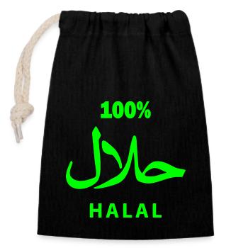 Halal - Verschließbarer Geschenkbeutel aus Baumwolle (14x20cm) - Schwarz - Vorne