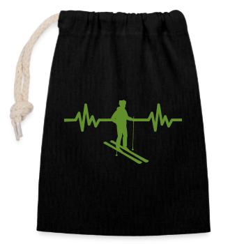 Heartbeat Ski Ski freestyle - Sac cadeau en coton avec cordon (14 x 20 cm) - noir - Devant