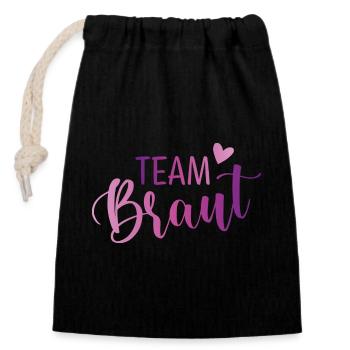 Team Braut - Verschließbarer Geschenkbeutel aus Baumwolle (14x20cm) - Schwarz - Vorne