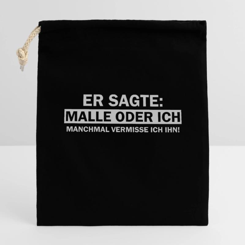 Er sagte Malle oder ich lustige Mallorca Sprüche Verschließbarer Geschenkbeutel aus Baumwolle (14x20cm)