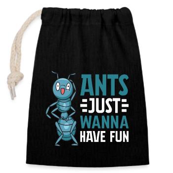 Ants just wanna have fun - Verschließbarer Geschenkbeutel aus Baumwolle (14x20cm) - Schwarz - Vorne