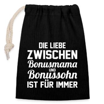 Stiefmutter Stiefmama Stiefsohn Bonusmama - Verschließbarer Geschenkbeutel aus Baumwolle (14x20cm) - Schwarz - Vorne