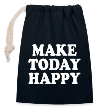 Make today happy - Sac cadeau en coton avec cordon (14 x 20 cm) - bleu marine - Devant