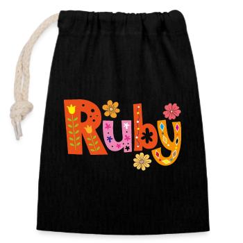 Personalized Ruby Name - Closable cotton gift bag (14x20cm) - black - Front