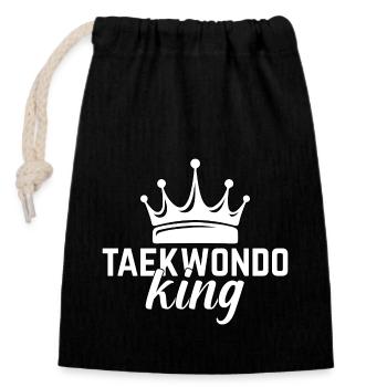 Taekwondo-König - Verschließbarer Geschenkbeutel aus Baumwolle (14x20cm) - Schwarz - Vorne