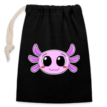 Axolotl Tête Motif Enfants Mignon - Sac cadeau en coton avec cordon (14 x 20 cm) - noir - Devant