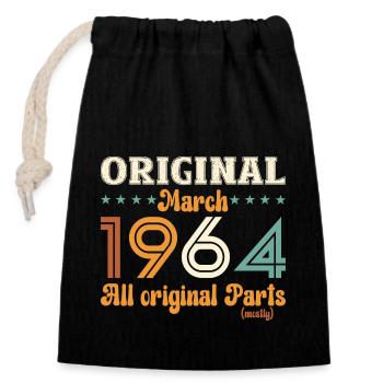 60th Birthday Gift Original March 1964 - Closable cotton gift bag (14x20cm) - black - Front