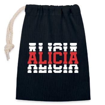 t-shirt Alicia t-shirt gift idea stacked text - Closable cotton gift bag (14x20cm) - navy - Front