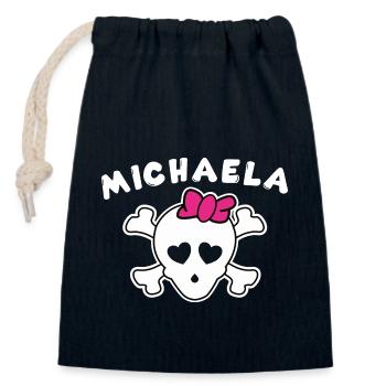 Pirate Michaela Design pour les filles et les femmes - Sac cadeau en coton avec cordon (14 x 20 cm) - bleu marine - Devant