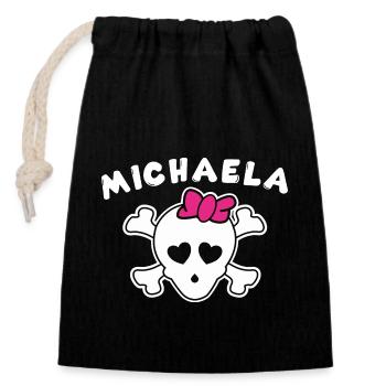 Piratin Michaela Design für Mädchen und Frauen - Verschließbarer Geschenkbeutel aus Baumwolle (14x20cm) - Schwarz - Vorne