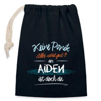 Aiden - Keine Panik. Alles wird gut - Verschließbarer Geschenkbeutel aus Baumwolle (14x20cm) - Navy - Vorne