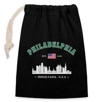 Philadelphie Est 1682 - Sac cadeau en coton avec cordon (14 x 20 cm) - noir - Devant