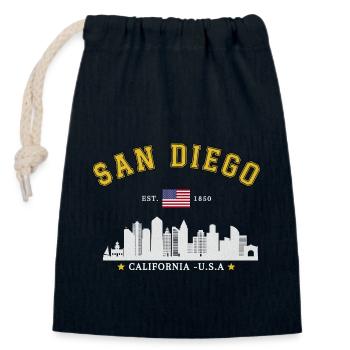 San Diego Est 1850 - Closable cotton gift bag (14x20cm) - navy - Front