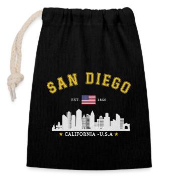 San Diego Est 1850 - Closable cotton gift bag (14x20cm) - black - Front