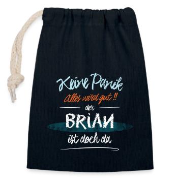 Brian - Keine Panik. Alles wird gut - Verschließbarer Geschenkbeutel aus Baumwolle (14x20cm) - Navy - Vorne