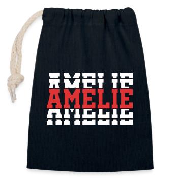 Amelie t-shirt t-shirt gift idea stacked text - Closable cotton gift bag (14x20cm) - navy - Front