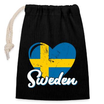 Schweden Sverige Volk Stockholm Schwedisch - Verschließbarer Geschenkbeutel aus Baumwolle (14x20cm) - Schwarz - Vorne