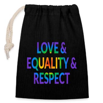 Love Equality Respect - Closable cotton gift bag (14x20cm) - black - Front