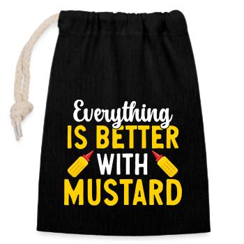 Senf Mustard - Verschließbarer Geschenkbeutel aus Baumwolle (14x20cm) - Schwarz - Vorne