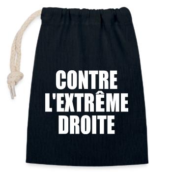 contre l'extreme droite - Sac cadeau en coton avec cordon (14 x 20 cm) - bleu marine - Devant