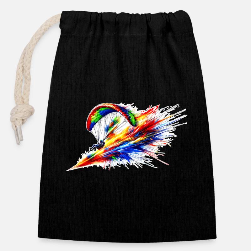 Parapente - Color Splash - Sac cadeau en coton avec cordon (14 x 20 cm) - noir
