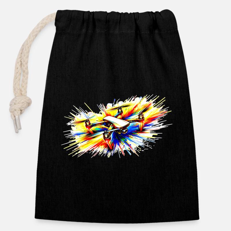Multicopter, also called drone - color splash! - Closable cotton gift bag (14x20cm) - black