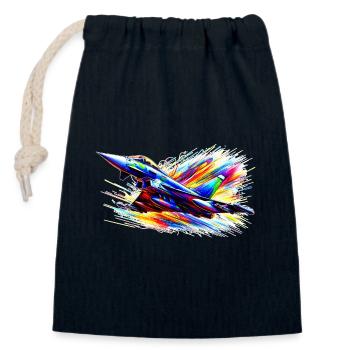 Kampfjet / Eurofighter - Farbsplash - Verschließbarer Geschenkbeutel aus Baumwolle (14x20cm) - Navy - Vorne