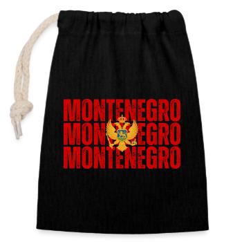 Flagge von Montenegro - Verschließbarer Geschenkbeutel aus Baumwolle (14x20cm) - Schwarz - Vorne