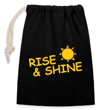 RISE & SHINE - Verschließbarer Geschenkbeutel aus Baumwolle (14x20cm) - Schwarz - Vorne