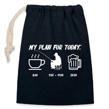 Mein Plan heute: Kaffee, Angeln & Bier - Verschließbarer Geschenkbeutel aus Baumwolle (14x20cm) - Navy - Vorne