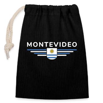 Montevideo Design – Für Fans & Reisende - Verschließbarer Geschenkbeutel aus Baumwolle (14x20cm) - Schwarz - Vorne