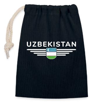 T-shirt de l’Ouzbékistan – Fierté et culture - Sac cadeau en coton avec cordon (14 x 20 cm) - bleu marine - Devant