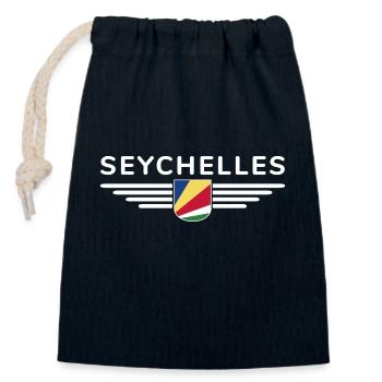 Fans des Seychelles : des t-shirts pour rêver sur l’île - Sac cadeau en coton avec cordon (14 x 20 cm) - bleu marine - Devant