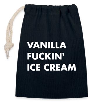 Vanille Eis - weisser Schriftzug - Verschließbarer Geschenkbeutel aus Baumwolle (14x20cm) - Navy - Vorne