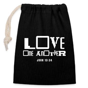 Inspirational Bible Quote Love One Another - Closable cotton gift bag (14x20cm) - black - Front