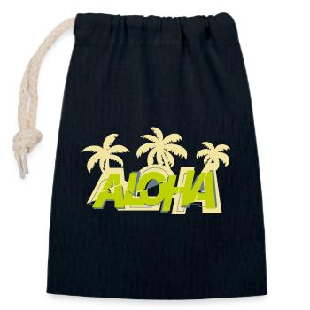Aloha & Palmen - Verschließbarer Geschenkbeutel aus Baumwolle (14x20cm) - Navy - Vorne