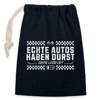 Echte Autos haben Durst keine Ladezeit - Verschließbarer Geschenkbeutel aus Baumwolle (14x20cm) - Navy - Vorne