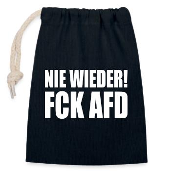Nie wieder fck afd - Verschließbarer Geschenkbeutel aus Baumwolle (14x20cm) - Navy - Vorne