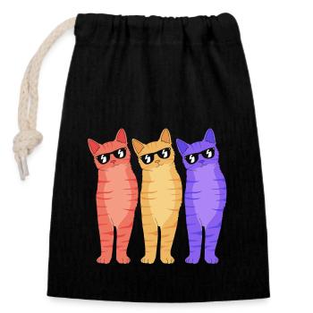 Tabby Cat - Closable cotton gift bag (14x20cm) - black - Front