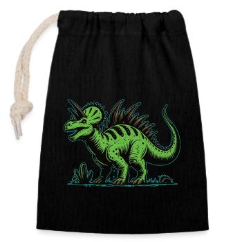 Dinosaur Green, Fantasy Dino – The Green Giant - Closable cotton gift bag (14x20cm) - black - Front
