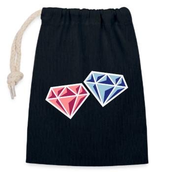 Pair Of Diamonds (Bridal Pair Wedding Symbol, NEG) - Closable cotton gift bag (14x20cm) - navy - Front