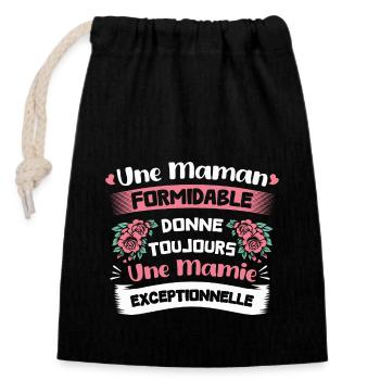 Gift For Mom And Grandma For Mother's Day - Closable cotton gift bag (14x20cm) - black - Front
