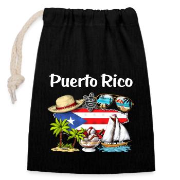 Puerto Rico Urlaub - Verschließbarer Geschenkbeutel aus Baumwolle (14x20cm) - Schwarz - Vorne