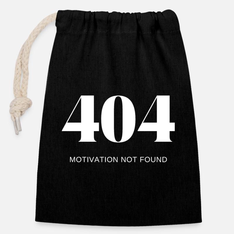 404 motivation not found - Closable cotton gift bag (14x20cm) - black